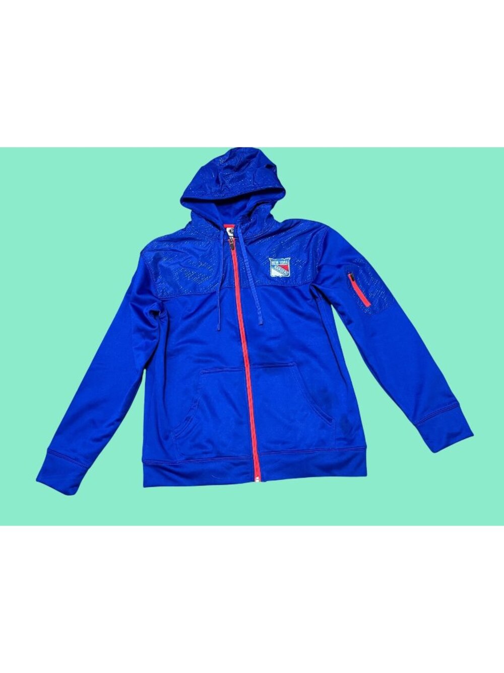 New York Rangers NHL Blue Full-Zip Hoodie Jacket M Official Licensed Men's jerse
